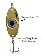 Load image into Gallery viewer, Fish Daddy 1/4 oz Dirty Bomb Spoon - Blinking LED - Gold