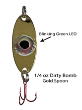 Load image into Gallery viewer, Fish Daddy 1/4 oz Dirty Bomb Spoon - Blinking LED - Gold