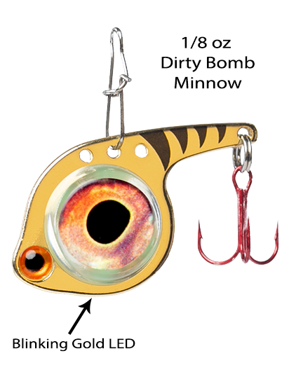 bud light fishing lure Fish Daddy 1/8 oz Dirty Bomb Minnow - Blinking LED
