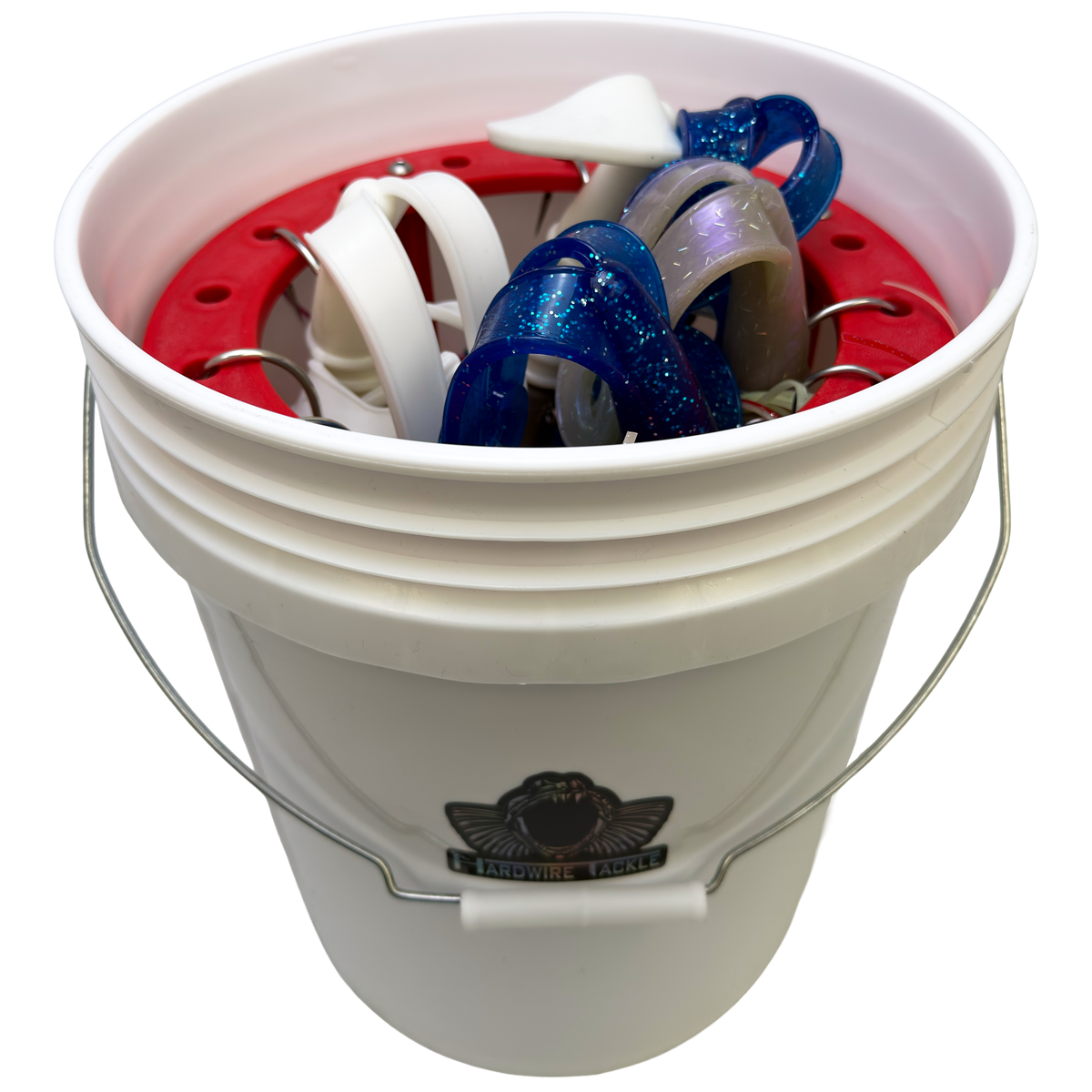 five gallon bucket tackle box Jig Caddy Theme Cold Water Fish Big Guy Musky Baits The Bucket Lure Holder Color:Red Hot Purple Rage