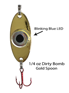 Fish Daddy 1/4 oz Dirty Bomb Spoon - Blinking LED - Gold