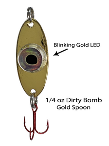 Fish Daddy 1/4 oz Dirty Bomb Spoon - Blinking LED - Gold