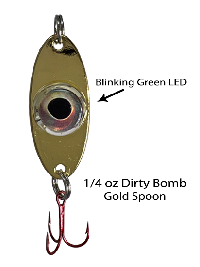 Fish Daddy 1/4 oz Dirty Bomb Spoon - Blinking LED - Gold