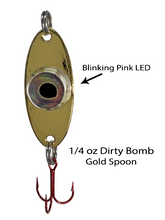 Load image into Gallery viewer, Fish Daddy 1/4 oz Dirty Bomb Spoon - Blinking LED - Gold