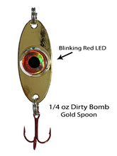 Load image into Gallery viewer, Fish Daddy 1/4 oz Dirty Bomb Spoon - Blinking LED - Gold