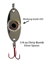 Load image into Gallery viewer, Fish Daddy 1/4 oz Dirty Bomb Spoon - Blinking LED - Silver