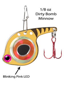 Fish Daddy 1/8 oz Dirty Bomb Minnow - Blinking LED - Gold