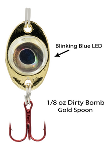 Fish Daddy 1/8 oz Dirty Bomb Spoon - Blinking LED - Gold