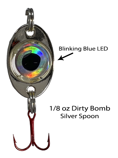 dirty bomb fishing lures Fish Daddy Minnow 3/8oz / Blinking Pink activated LED that blinks to attract fish from great distances in clear or stained water Fish Daddy Dirty Bomb Spoon