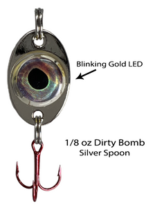 Fish Daddy 1/8 oz Dirty Bomb Spoon - Blinking LED - Silver