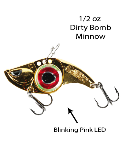 blinking light fishing lures Fish Daddy 1/2 oz Dirty Bomb Minnow - Blinking LED