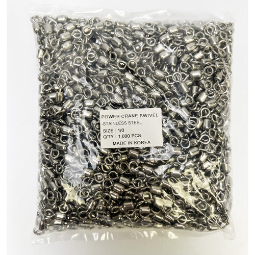 1,000pc - stainless steel barrel crane swivel 1/0 *DISCONTINUED*